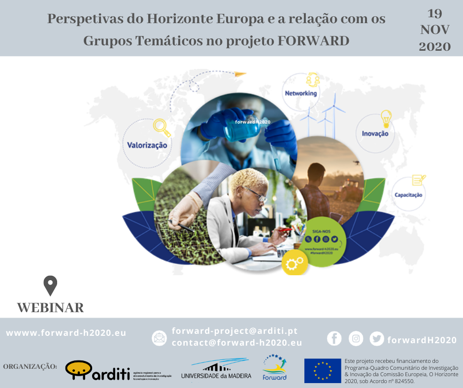Webinar "As perspetivas do Programa Horizonte Europa (2021-2027) e a sua relação com os Grupos Temáticos no projeto FORWARD"