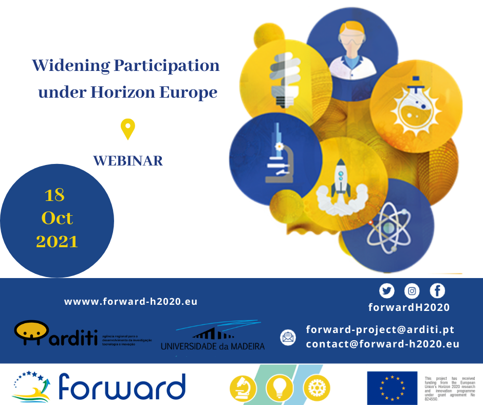 Webinar  "Widening Participation under Horizon Europe" dia 18 de outubro